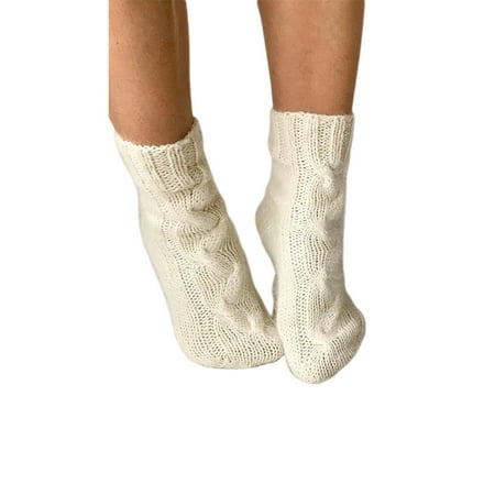 

Carolilly Women s Socks Thread Knitted Edge Decorative Pattern Wool Pink White Grey Autumn And Winter
