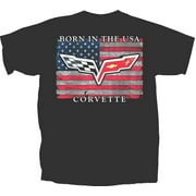 Joe Blow Mens Chevy Corvette C6 Logo BORN IN THE USA T-Shirt, Large, Black