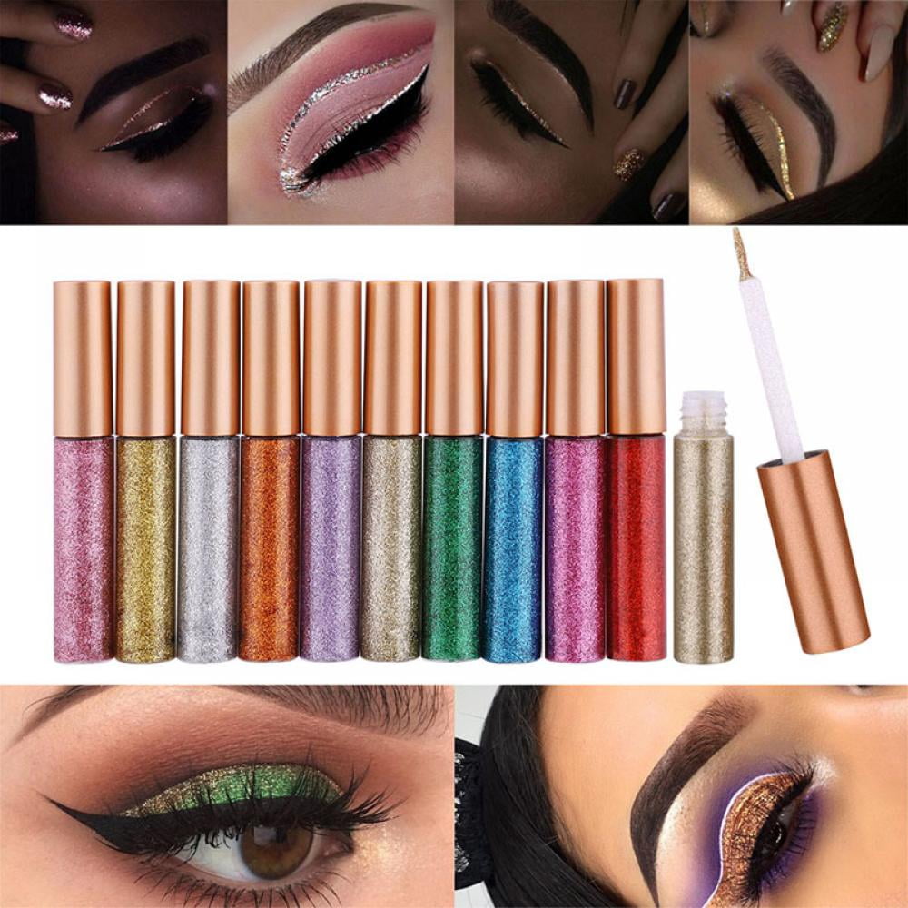 Glitter Liquid Eyeliner Waterproof Set,10 Colors Gel Eyeliner,Great