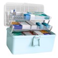 thumbnail image 1 of Injueey Caja de almacenamiento de pastillas Estuche de cosméticos para el hogar de gran capacidad de 3 capas Artículos diversos de plástico Almacenamiento y organización del hogar Azul claro aumentado, 1 of 6