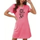 thumbnail image 4 of Camisón corto de talla grande para mujer, camisón de manga corta con estampado de pecho a la moda, camisón para mujer, 4 of 7