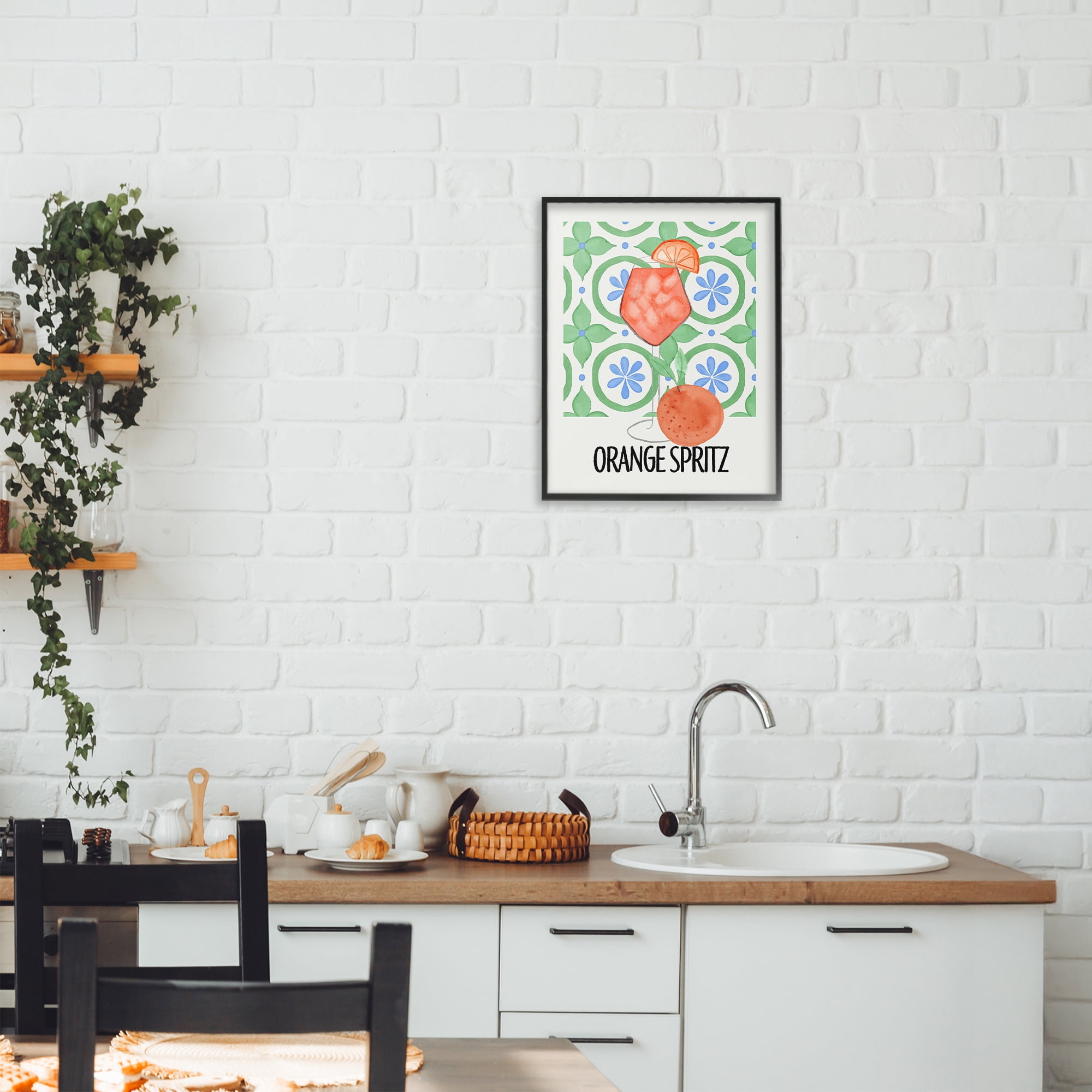Stupell Industries Orange Spritz On My Mind Black Framed Giclee Art, design by Nina Jacobs