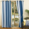 thumbnail image 2 of Sun Zero Valencia Cabana Stripe Indoor/Outdoor UV Protectant Room Darkening Grommet Curtain Panel, 54"x84", Indigo, 2 of 6
