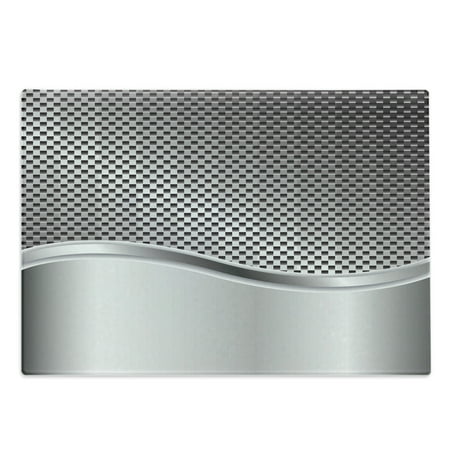 

Grey Cutting Board Technology Structure with Wavy Stripe and Checkered Motif Industrial Grid Print Decorative Tempered Glass Cutting and Serving Board Large Size Charcoal Grey by Ambesonne