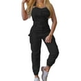 thumbnail image 2 of Fangasis Ladies Long Pants Belt Jumpsuits Sleeveless Romper Women Casual Overalls Solid Color Beach Trousers Black XL, 2 of 8