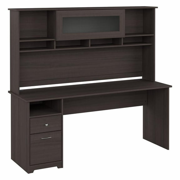 Cabot 72W Computer Desk with Hutch in Heather Gray - Engineered Wood