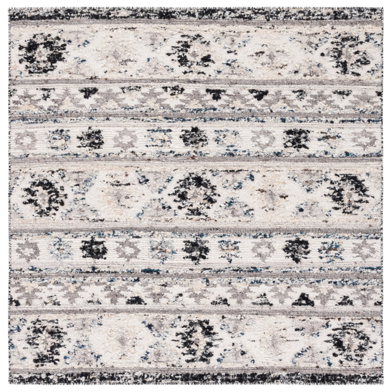 SAFAVIEH Manhattan Cenric Southwestern Area Rug, Ivory/Black, 6' x 6' Round
