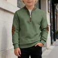 thumbnail image 2 of SGMVNU Sweatshirt for Boys Long Sleeve Shirts Kids Quarter Zip Casual Pullover Shirt Outdoor Fall Clothes for Teen Boy for Age 16-17 Years, Light Green, 2 of 4