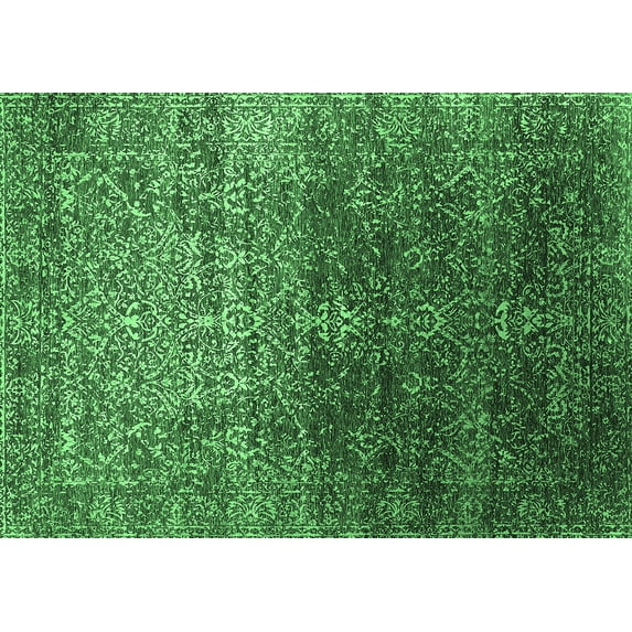 Ahgly Company Indoor Rectangle Oriental Emerald Green Industrial Area Rugs, 7' x 10'
