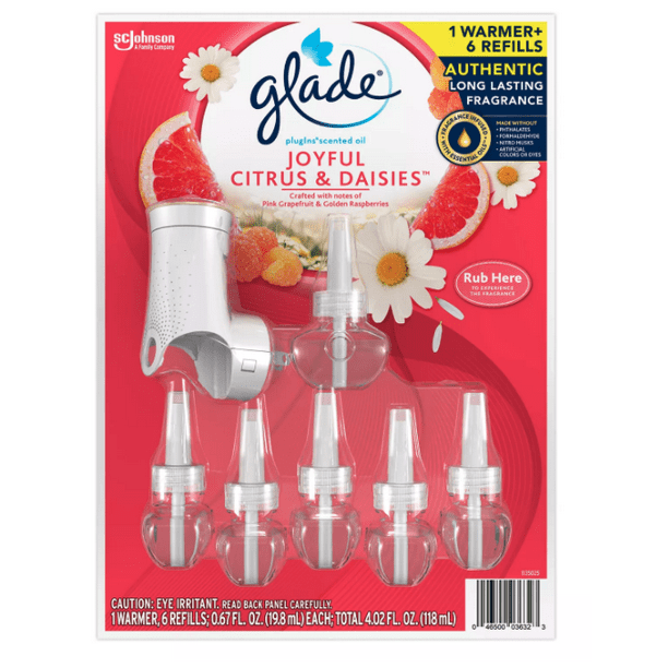 Glade Plugins Scented Oil Warmer 6 Refills Joyful Citrus Daisies Com Glade Plugins Scented Oil Warmer 6, Plug In Oil Warmers