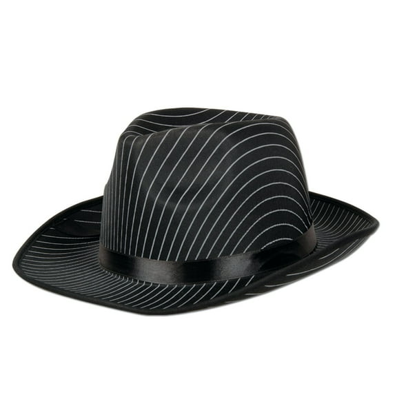 Party Central Pack of 12 Black and White Men Adult Band Pinstripes Gangster Novelty Hats - One Size