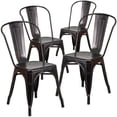 thumbnail image 1 of Commercial Grade 4 Pack Black-Antique Gold Metal Indoor-Outdoor Stackable Chair, 1 of 9