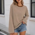 thumbnail image 6 of XUNKUSGA Womens Striped Tops Casual Loose Long Sleeve Crewneck Pullover Top Fashion Drop Shoulder Oversized Tunic Tops Comfortable Soft Fall Sweatshirt for Daily Wear L, 6 of 7