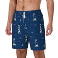 thumbnail image 2 of Uemuo Lighthouses and Anchors Pattern Mens Swim Trunks Quick Dry Board Shorts with Mesh Lining, Stretch Beach Shorts Quick Dry No-Chafing Board Shorts-XX-Large, 2 of 9