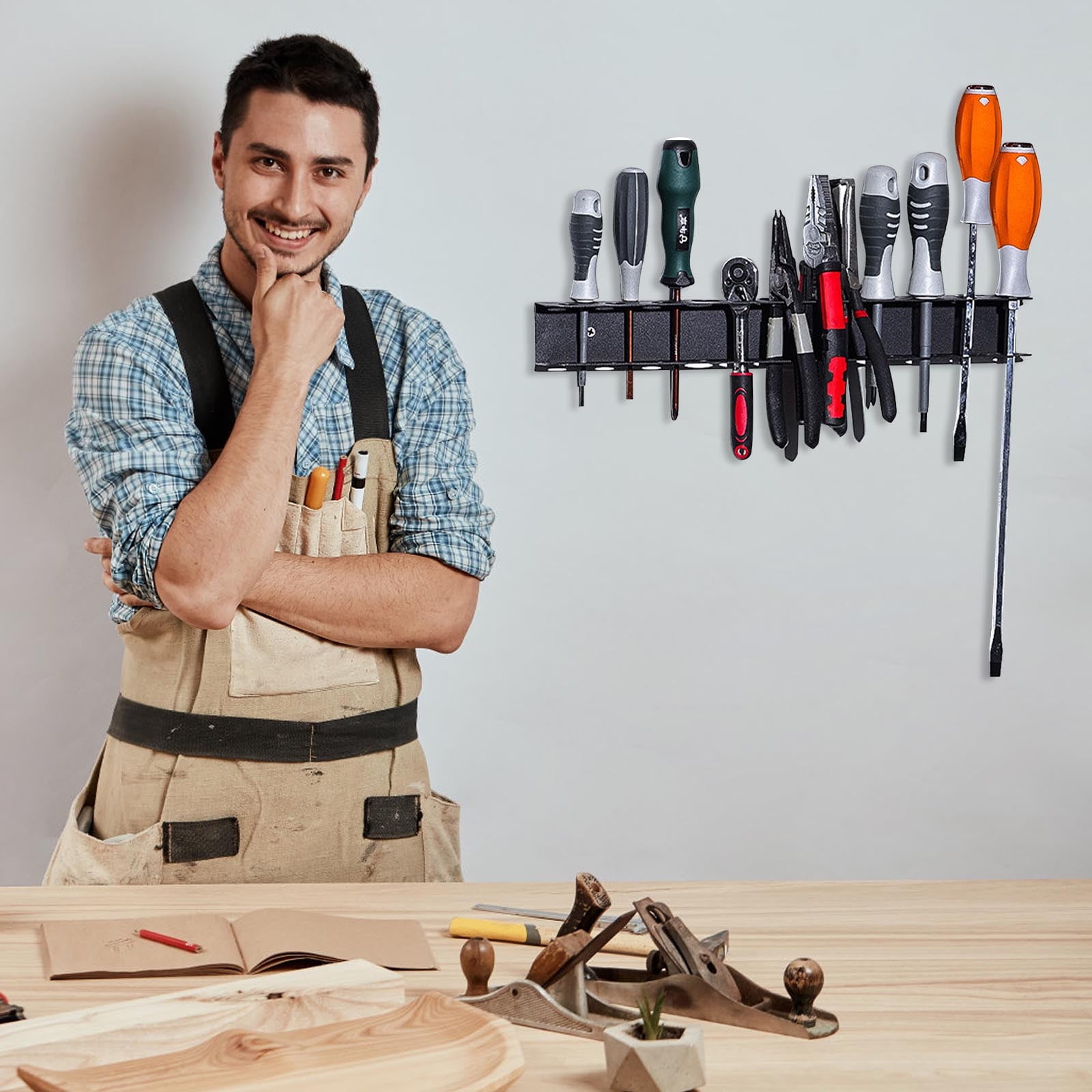 Viflosae Screwdriver Organizer Rack 2 Pack Heavy Duty Metal Wall Mount Tool Holder Pliers Storage Rack Hand Tool Organizer for Garage Workshop Pegboard Toolbox Hanging Display