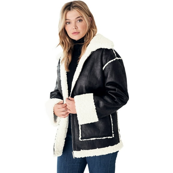 Ellos Women's Reversible Faux Suede Sherpa Jacket