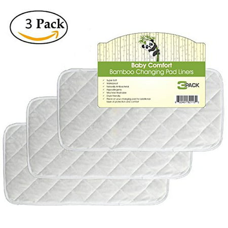 Quality Bamboo Changing Pad Liners 3 Pack, Quilted, Machine Washable & Dryer Friendly, Large 26” x (Best Changing Pad Liner)
