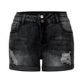 thumbnail image 4 of Pantalones cortos de mezclilla con bolsillos elásticos de cintura media de verano para mujer Fridja  fhjkhfk459380, 4 of 8