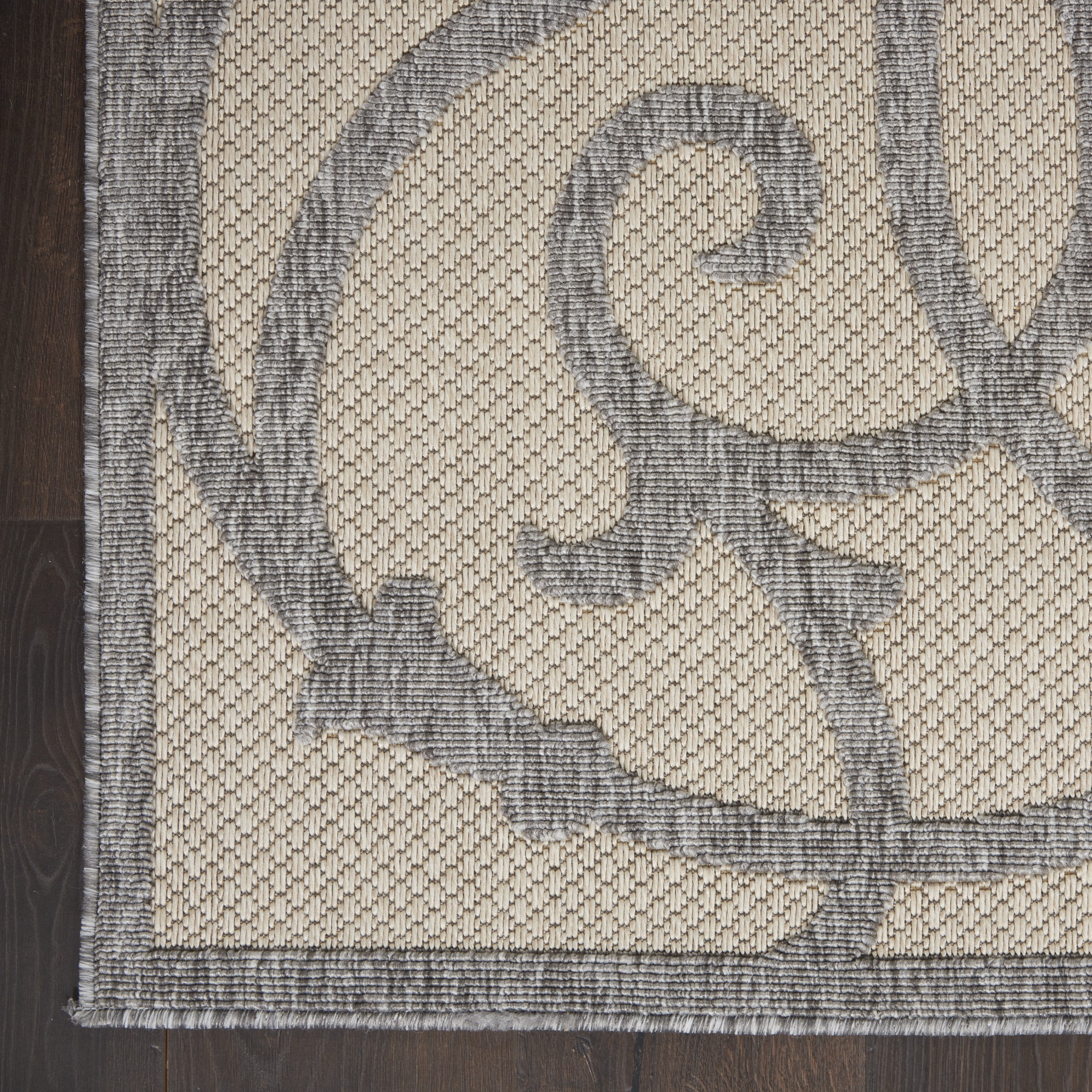 Nourison Palamos Indoor/outdoor Casual Contemporary Cream Grey Area Rug