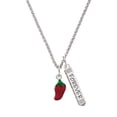 thumbnail image 1 of Delight Jewelry Silvertone Red Jalapeno Silvertone Forever Bar Charm Necklace, 23", 1 of 4