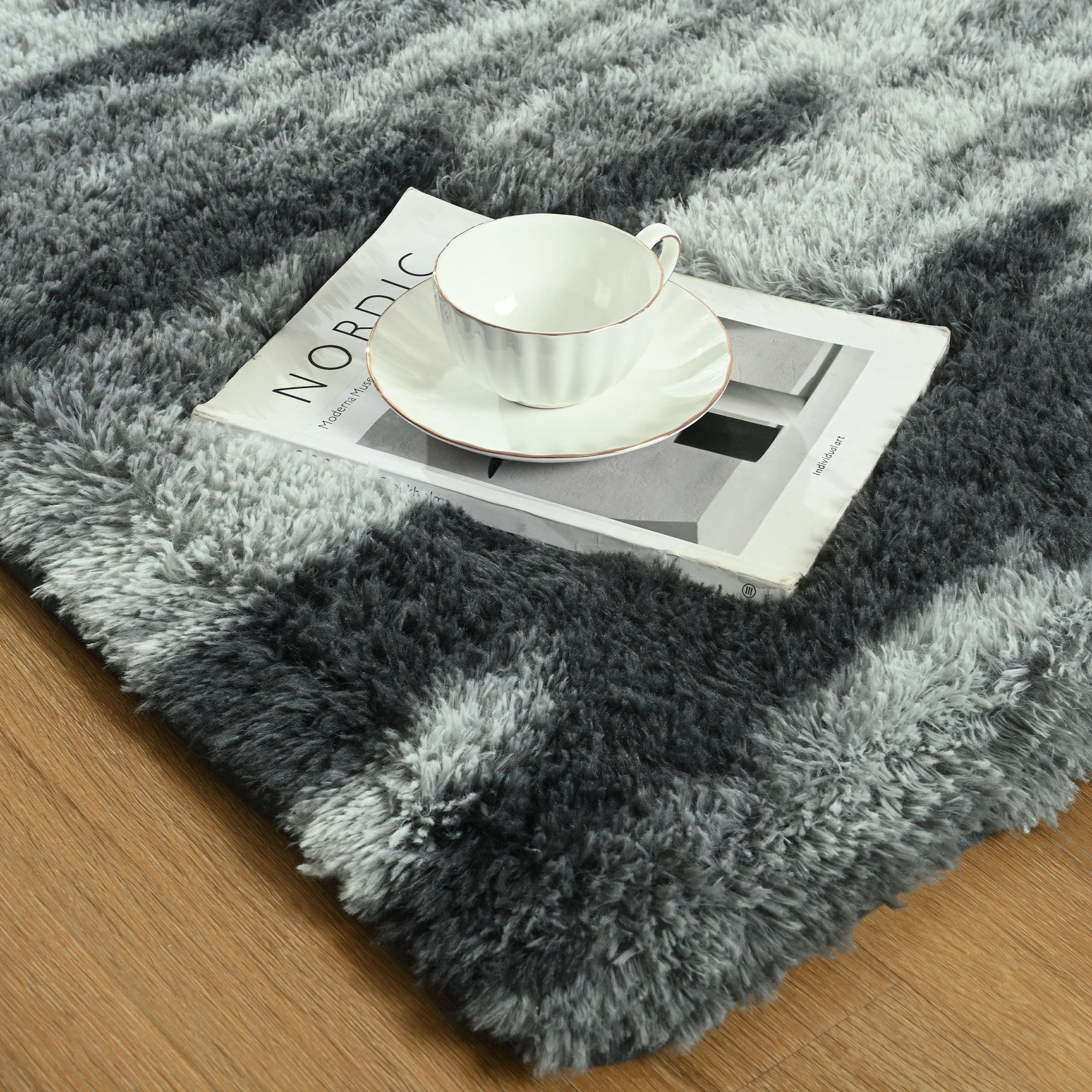 Arogan 4x6 Feet Area Rugs for Living Room Bedroom, Grey Soft Fluffy Shaggy Bedside Carpet, Machine Washable Indoor Floor Rug for Kids Home Decor Aesthetic