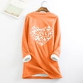thumbnail image 4 of Jsaierl T-Shirts Cancer du Sein pour Femmes Ruban Cœur T-Shirts Graphiques Grande Taille Blouses Col Rond Doublure en Polaire Douce Chandail Raglan Manches Longues Hauts Thermiques, 4 of 4