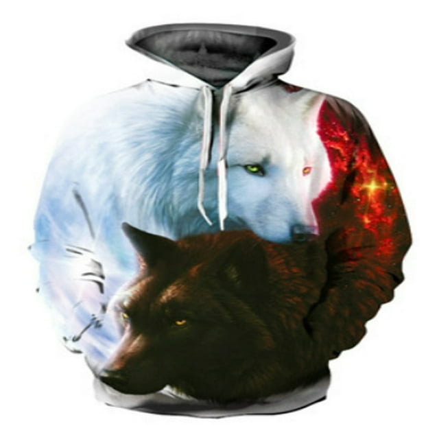 MesaSe Chandail à Capuche Graphique Animal 3D Loup pour Femmes et Hommes, Chandail m