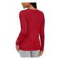 thumbnail image 2 of JM COLLECTION Womens Red Ribbed Long Sleeve Crew Neck Sweater Petites PXL, 2 of 4