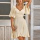 thumbnail image 3 of Vestido de cóctel sin mangas ajustado para mujer - Vestido de fiesta ajustado cruzado, largo hasta la rodilla, material de poliéster, ideal para fiestas de verano/otoño, lavado a mano, 3 of 8