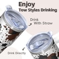 thumbnail image 4 of Double Wall 20oz Geometric Stainless Steel Tumbler with Handle, Insulated Travel Coffee Mug Leak Proof Lid and Straw, 4 of 5