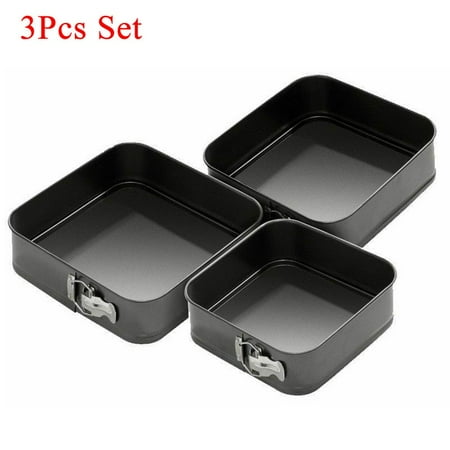 

Fancy 3Pcs/Set Square Springform Pan 9 Inch Nonstick - Cheesecake Pan With Removable Bottom - No Need For Parchment Paper - Spring Form For Baking - Leak-Proof Cake Pan Black