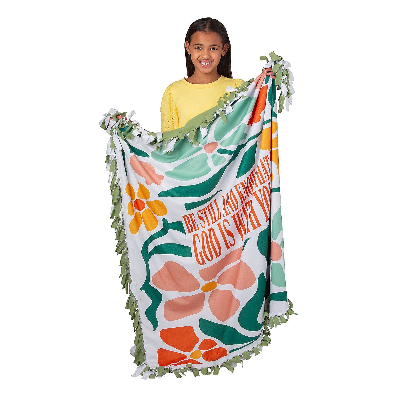 Fun Express 54" Religious Be Still & Know that God is with You Fleece Tied Throw Craft Kit - Makes 1