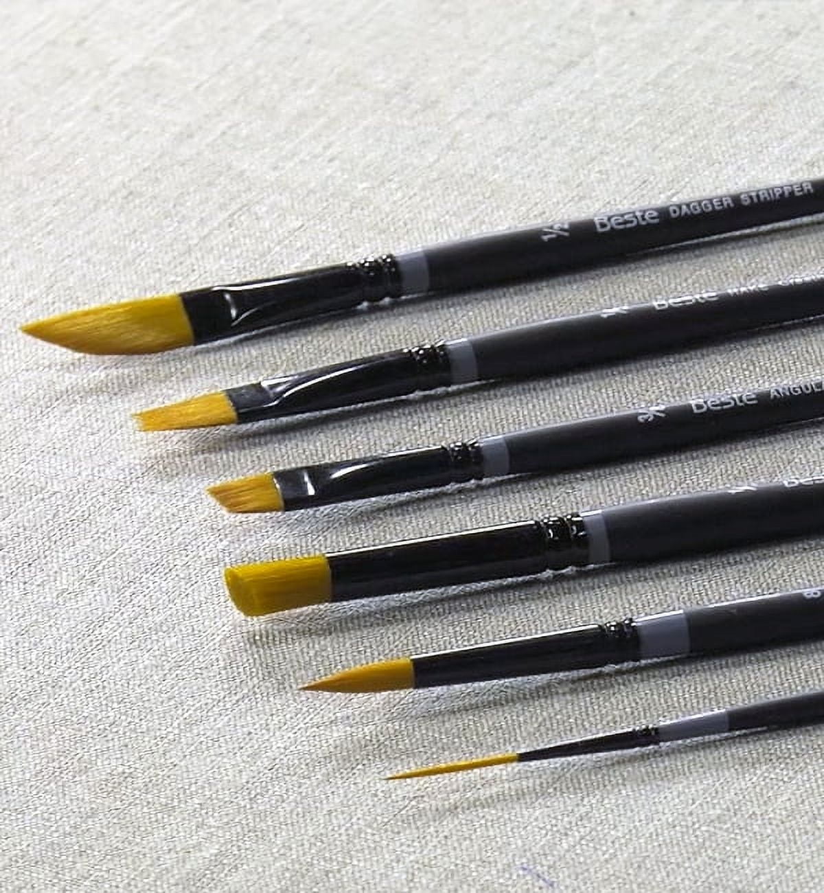 Creative Mark Beste Golden Taklon Gold Wash, Set of 2 Artist Paint Brush, Professional Watercolor Brushes, For Acrylic Painting, Short Handle, Sharp Edges, Hand-Tied & Shaped