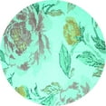 thumbnail image 1 of Ahgly Company Indoor Round Botanical Turquoise Blue Coastal Area Rugs, 4' Round, 1 of 4