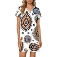 thumbnail image 5 of Fartey Bohemian Tunic Dresses for Women Casual Short Sleeve V Neck Knee Length Dress Funny Print Dresses Loose Beach Vacation Sundress Multicolor L, 5 of 7