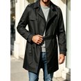 thumbnail image 4 of Spring Fall Men Double Breasted Casual Lapel Trench Coat Belted Windbreaker, 4 of 8