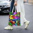 thumbnail image 2 of DouZhe Reusable Grocery Bags, Funny Cute Colourful Monsters Lightweight Polyester Canvas Cloth Tote Bag for Travle Gym Shopping School, 15" x 16", 2 of 7