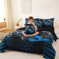 thumbnail image 4 of Manfei Speed Car 7-Piece Twin Bedding,Checkerboard Flag Bedding Comforter Set,Blue,Black Reversible, 4 of 7