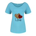 thumbnail image 3 of Puntoco - Camiseta holgada con cuello en V para mujer, informal, a la moda, con estampado de manga corta Puntoco Puntoco-5285, 3 of 4