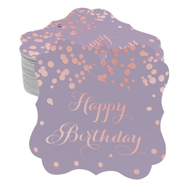 Inkdotpot Real Rose Gold Foil Happy Birthday Tags Favor Bracket Shape Hang Pack Of 50 Paper Tags