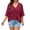 Wine, variant on vdgthytj Womens Plus Size Tops Short Sleeve V-Neck Ribbed Knit Sweater Loose Fitted Summer Casual Tunic with Pocket