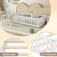 thumbnail image 4 of Bellemave Twin Size Floor Bed with Door and Fence Floor Bed with Bed Slats Sturdy Wood Floor Bed Montessori Bed Frame (Twin, White), 4 of 11
