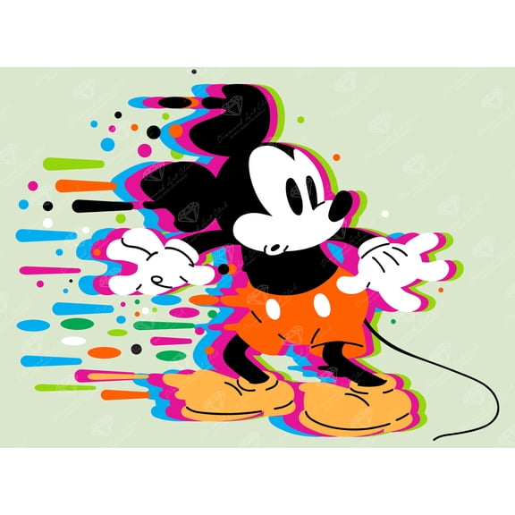 DIAMOND ART CLUB® Mickey in Motion Diamond Painting Kit, Fun DIY Crafts for Adults, Round Diamond Art Canvas, 12" x 9" (30.8 cm x 22.8 cm)