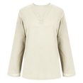 thumbnail image 4 of ZyeKqe Cotton Linen Tops for Women Long Sleeve Shirts Casual V Neck Top Loose Fitted Tunic Tops, 4 of 5