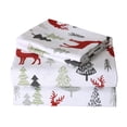 thumbnail image 4 of GlowSol 3 Pcs Christmas Flannel Sheet Set Queen Size Soft Heavyweight Brushed Flannel 16 Inches Deep Pocket Winter Warm Sheet Set, White/Red Reindeer, 4 of 8