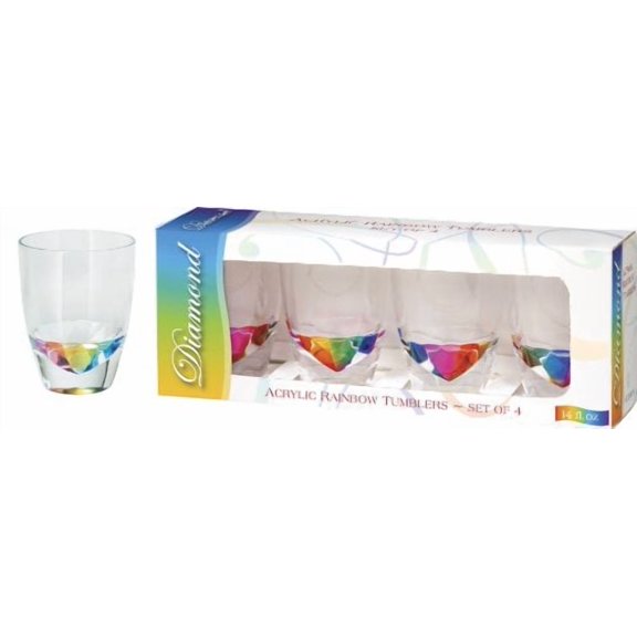 Merritt International Acrylic Drinkware Gift Sets Rainbow Diamond Tumbler 14-Ounce