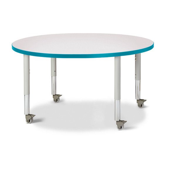 Berries 6468JCM005 Round Mobile Activity Table, 42" Diameter, Gray/Teal/Gray