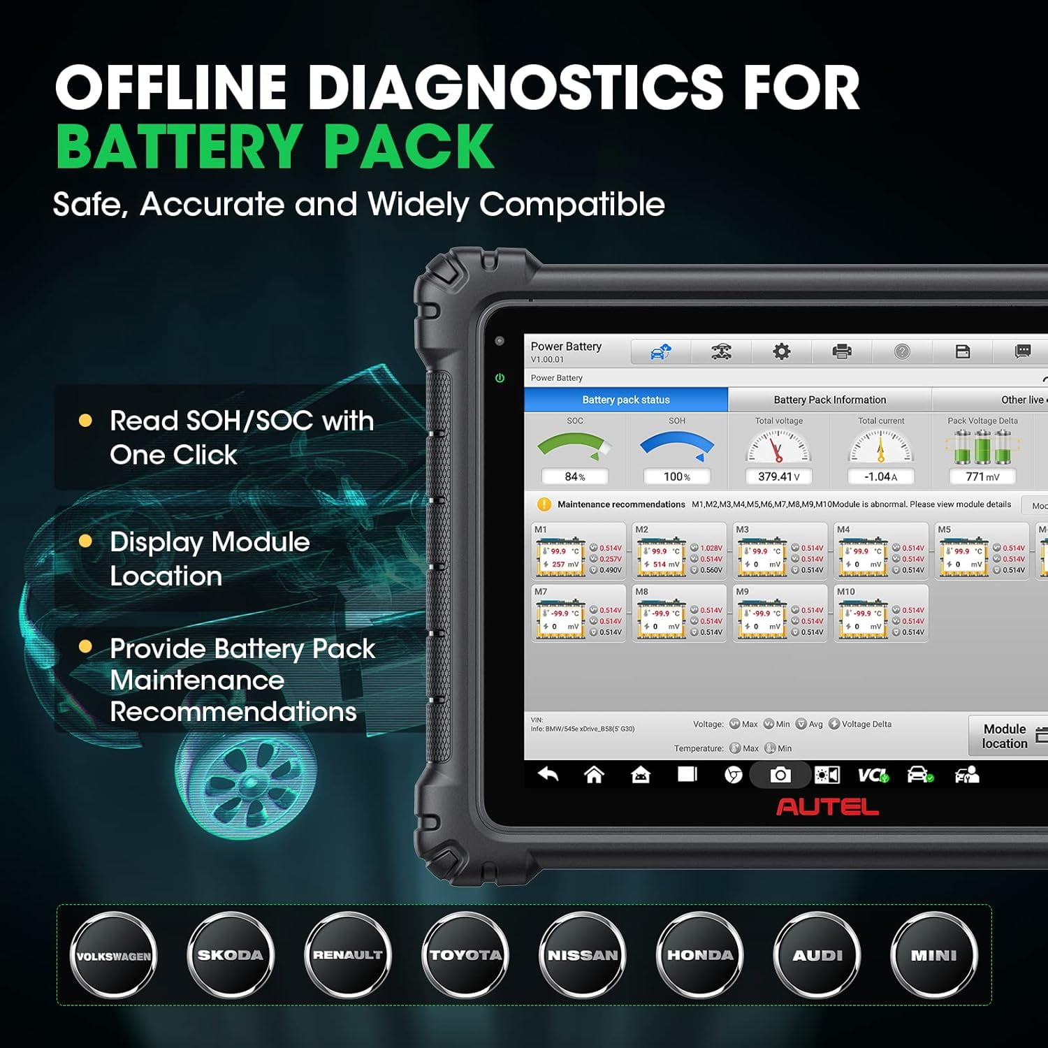 Autel MaxiSys Ultra EV OBD2 Scanner, Diagnostic Scan Tool, High Voltage Battery Pack Analysis, Motor TruSpeed Repair, Better Ultra MS919 MS909, w/EVDiag Box, ECU Programming, 5-in-1 VCMI, 40+ Reset