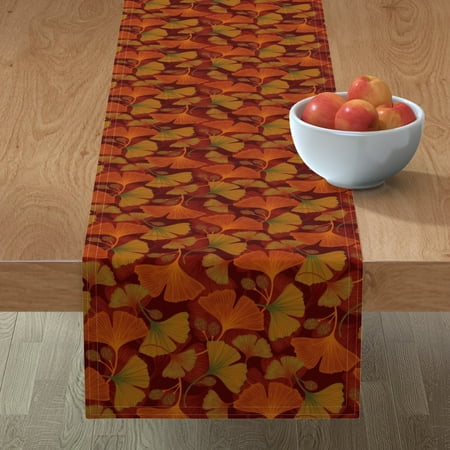 

Cotton Sateen Table Runner 72 - Ginkgo Leaves Autumn Medium Plants Home Fall Print Custom Table Linens by Spoonflower