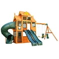 KidKraft Falcon Ridge Wooden Swing Set / Playset with Kitchen, Slides